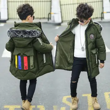 

Winter Children's Duck Down Jackets Down Parkas fur Big boy Coats Kids thick warm Down feather jacket Outerwears For -30degree