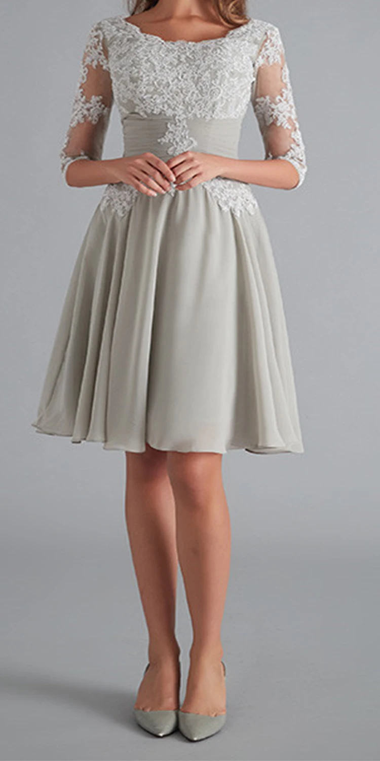short silver mother of the bride dresses