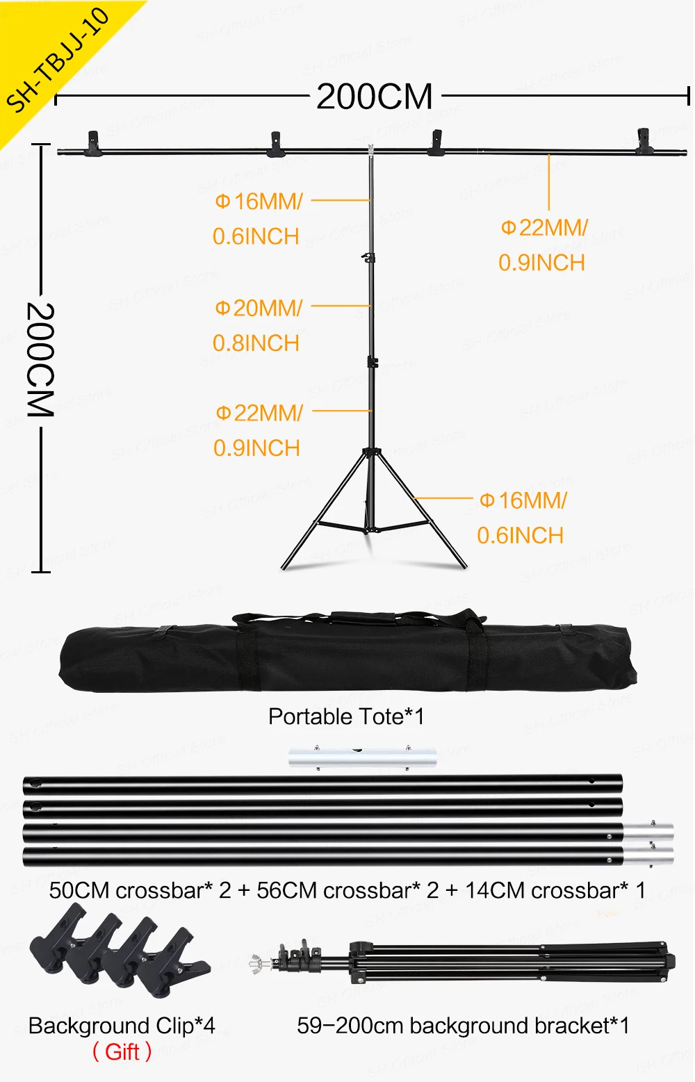 Stand, Frame Support System Kit, Video Chroma Key, Tela Verde