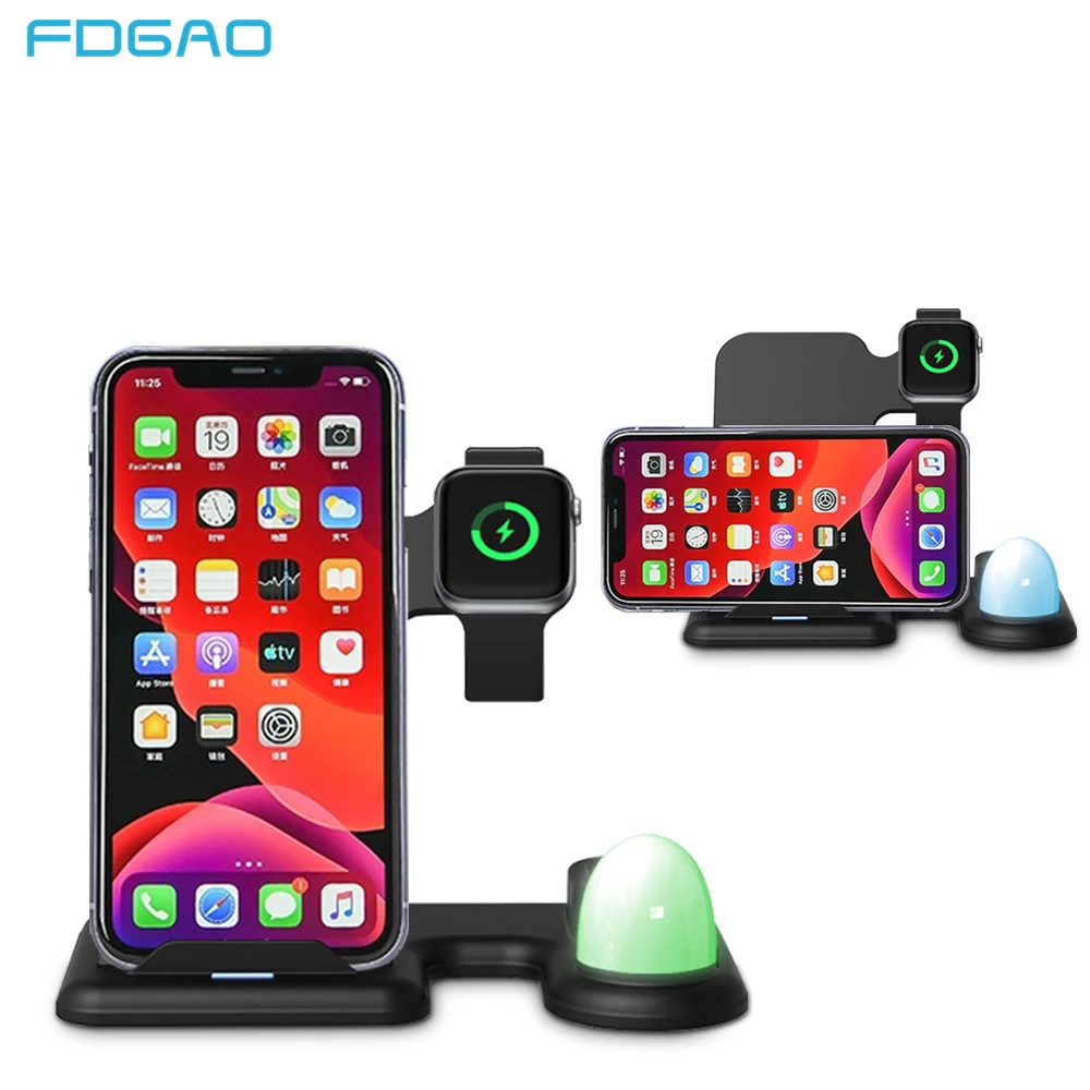

15W 4 in 1 Wireless Charger For Apple Watch 5/4/3/2 Airpods Qi Fast Charging Dock Station for iPhone 11 8 XS XR X Samsung S10 S9