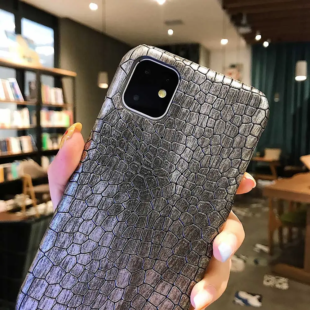 Для iPhone 11 Pro Max Xr модный крутой чехол-накладка из крокодиловой змеиной кожи для iPhone Xs Max X 6 6s 7 8 Plus Гибридный резиновый чехол