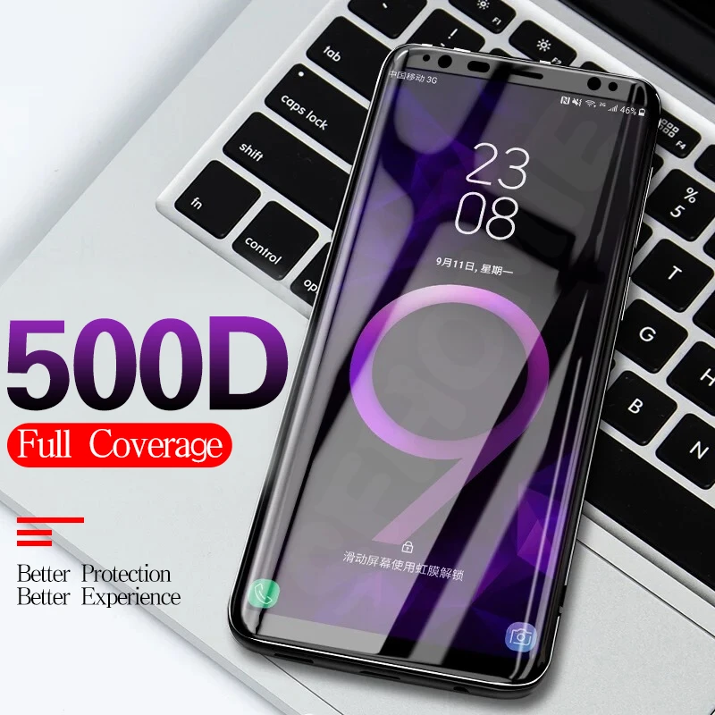 

500D Tempered Glass Film For Samsung Galaxy Note 8 S9 S8 Plus S7 Edge Full Curved Screen Protector For Samsung S9 Note 9 Glass