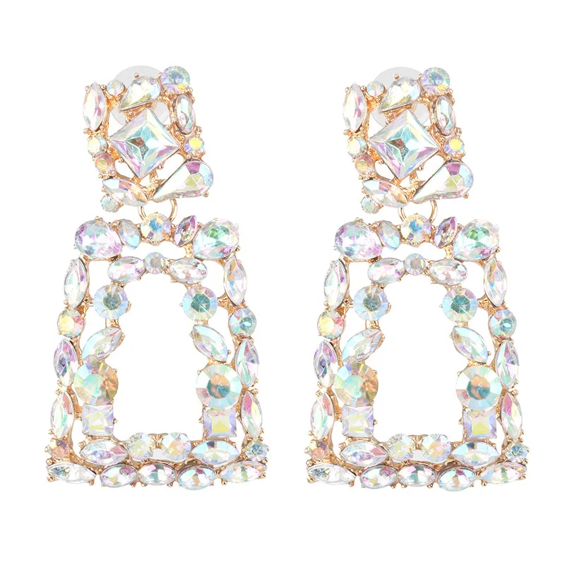 Модные большие серьги za для женщин, Цветные Висячие серьги с кристаллами из бисера, ювелирное изделие, массивные Серьги Brincos Bijoux - Окраска металла: 52528-AB