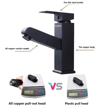 

ZesGood All Copper Drawing Type Tap Freedom Pull Design Basin Hot And Cold Taps Bathroom Faucets Water Taps Free Shipping