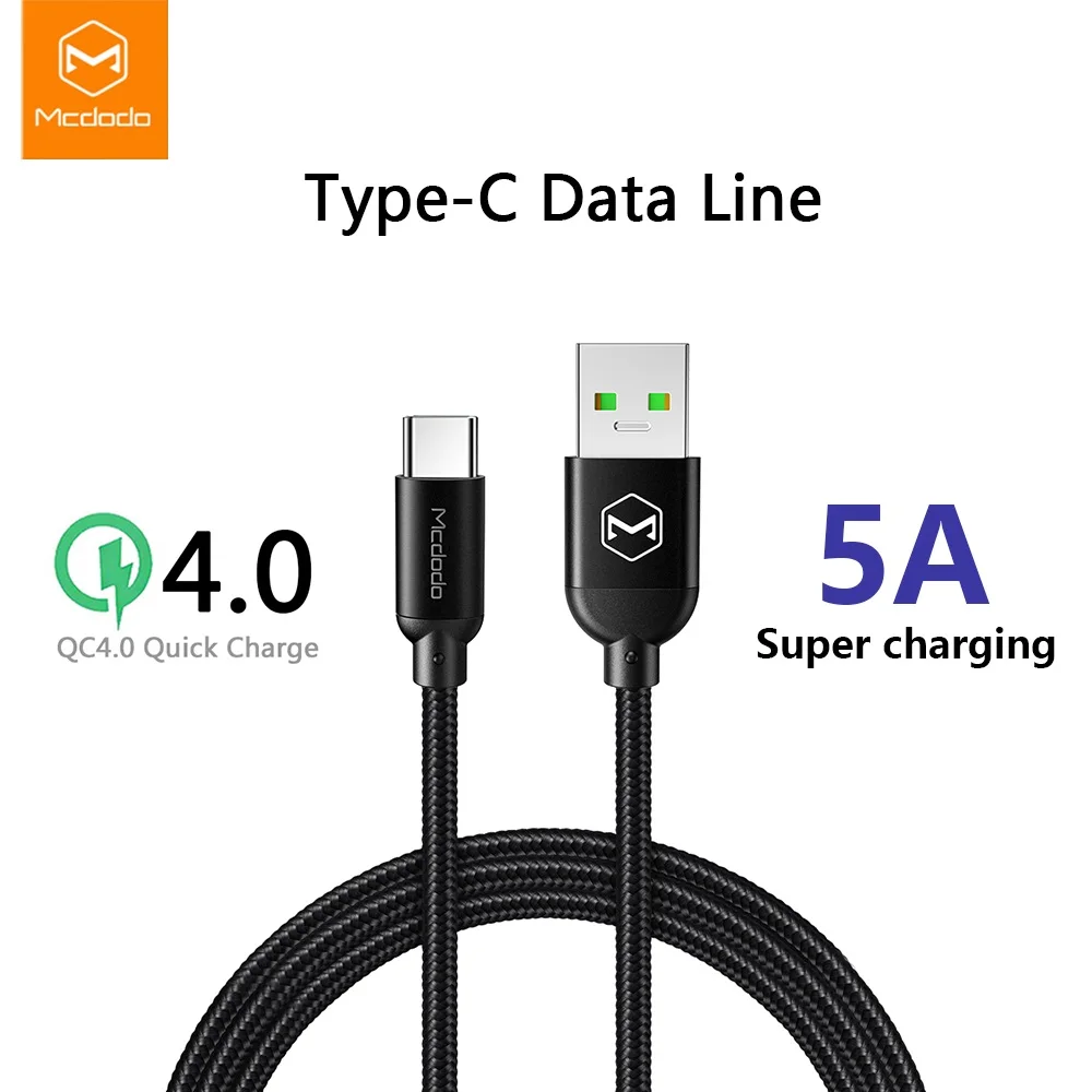 

Mcdodo USB Type C 5A Super Fast Charging Data Cable SCP for Huawei P20 Pro Mate 20 4A Flash Charge VOOC For OPPO Find X R17 USB