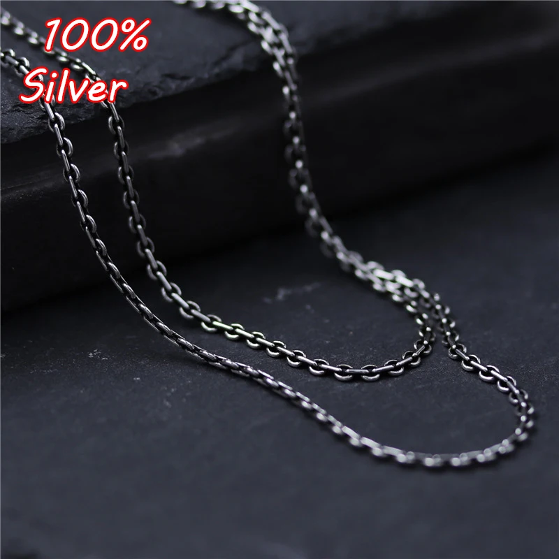 

Цепочка Базовая из тайского серебра 925 пробы для мужчин и женщин, Классическая цепь с крестом в ретро стиле, длинное ожерелье до ключиц