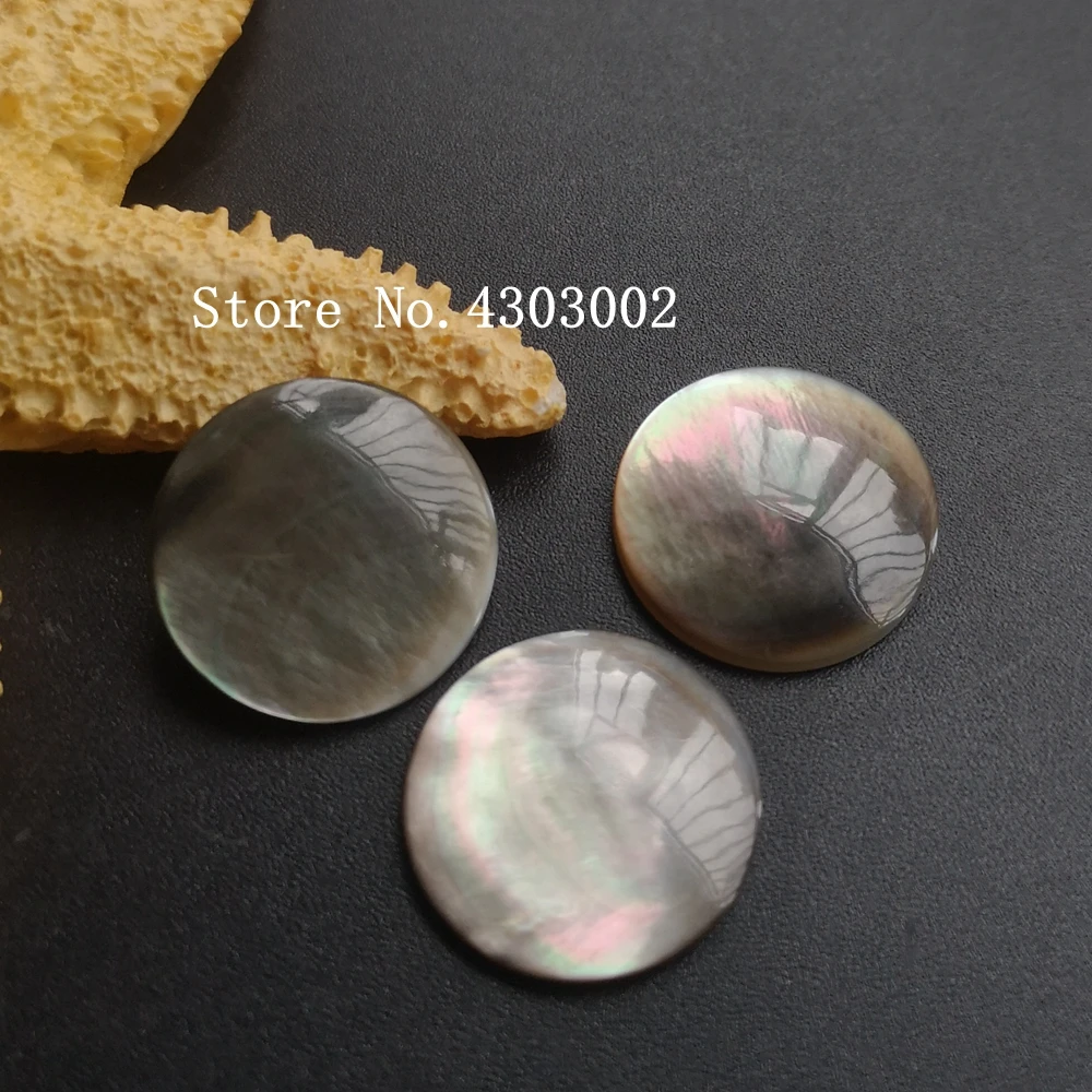 

20pcs/lot 18mm 20mm Natural Black Round Cabochon Mother of Pearl shell for DIY Jewelry Round cut MOP Pearl shell For Earrings