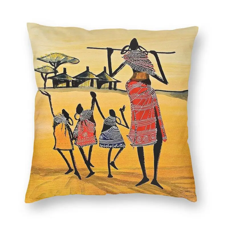 

Cool Africa Life Tribal Style Pillow Case Home Decor 3D Double-sided Printing African Woman Abstract Art Cushion Cover for Sofa