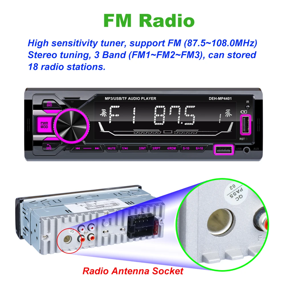 1 DIN Car Stereo Multimedia Video Player  Auto Radio FM MP3 Music USB Digital Bluetooth-Compatible Audio Multimedia MP3 Player