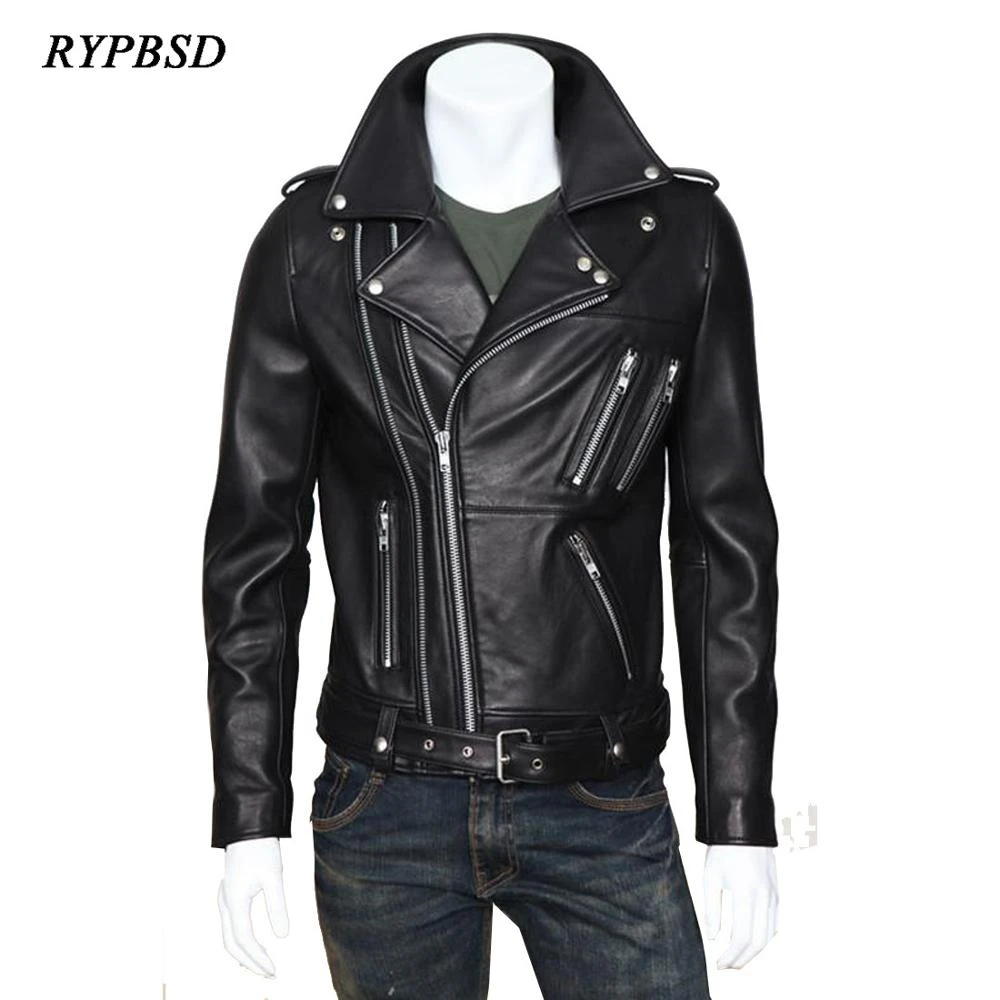 X-Future Mens Fashion Slim Fit Zipper Faux-Leather Pu Moto Jackets Biker Coats Black US XL 