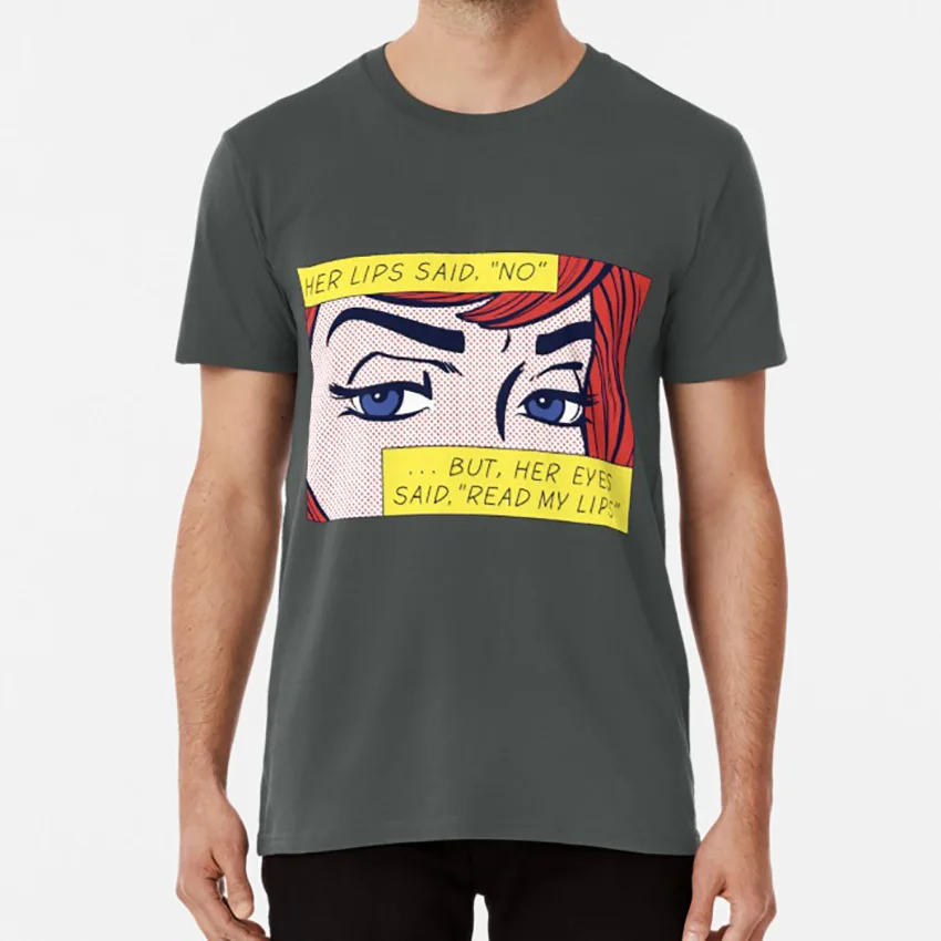 Pop Means T shirt 60s popart pop lichtenstein woman girl eyes lips no redhead | Мужская одежда