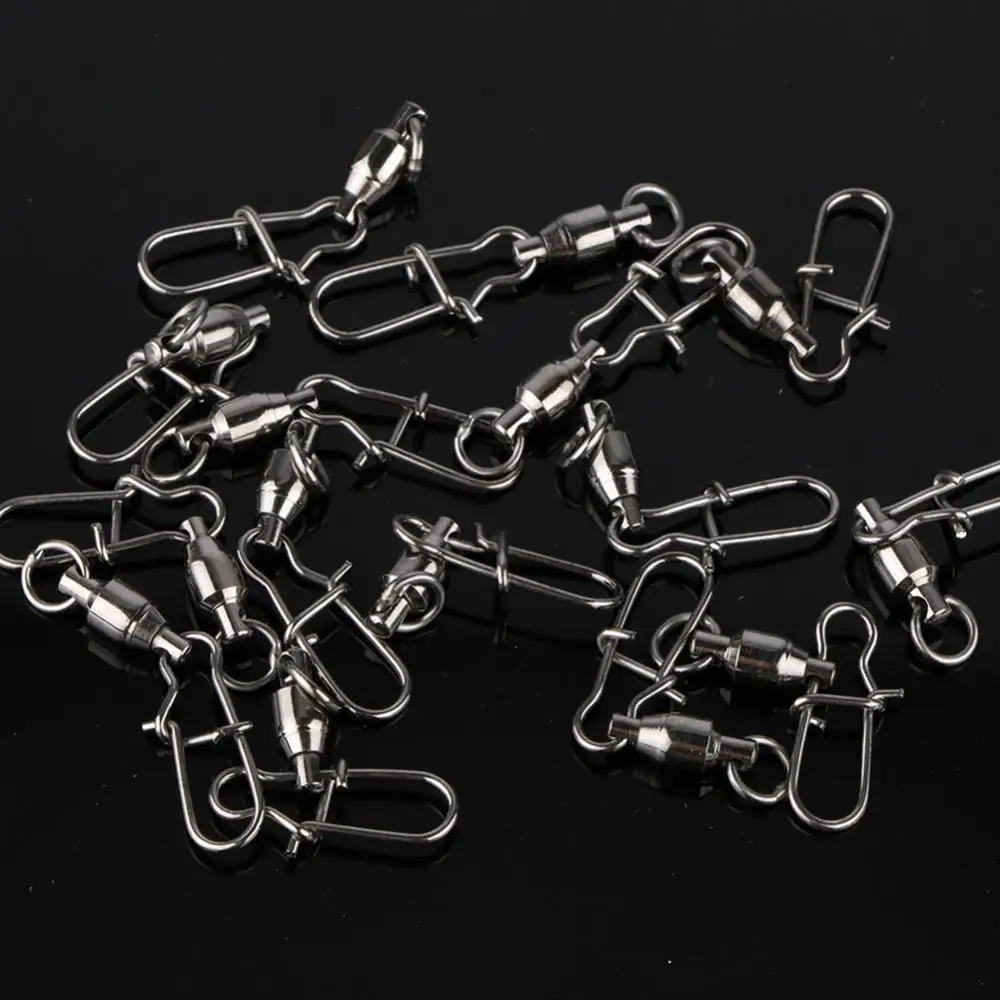 Stainless Steel with Snap Fishhook Lure Swivels Fishing Connector Pin Bearing Rolling Swivel Fishing Tackle 10Pcs,fishing swivels,fishing tools,fishing tool,fishing accessories,fishing tackle