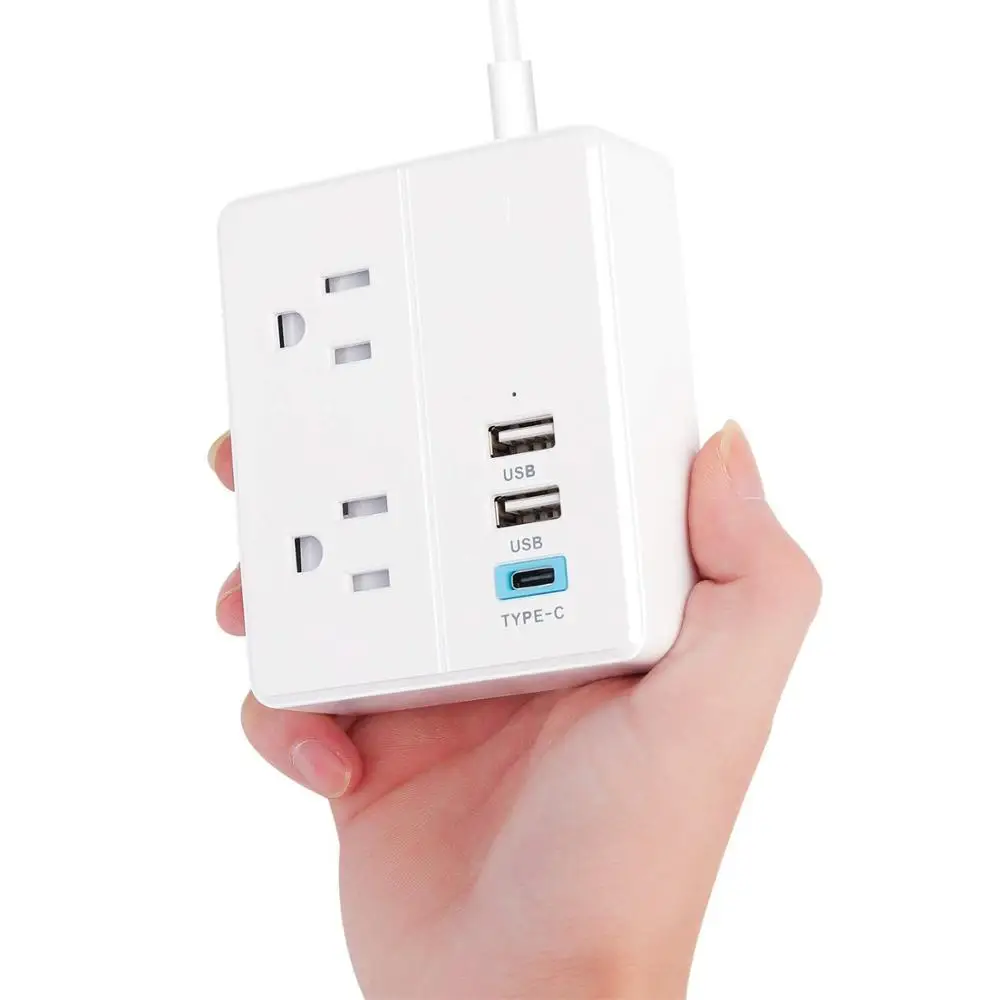 Сетевой мини удлинитель 2 USB 1 Type c 3 US настольная зарядная станция футов для