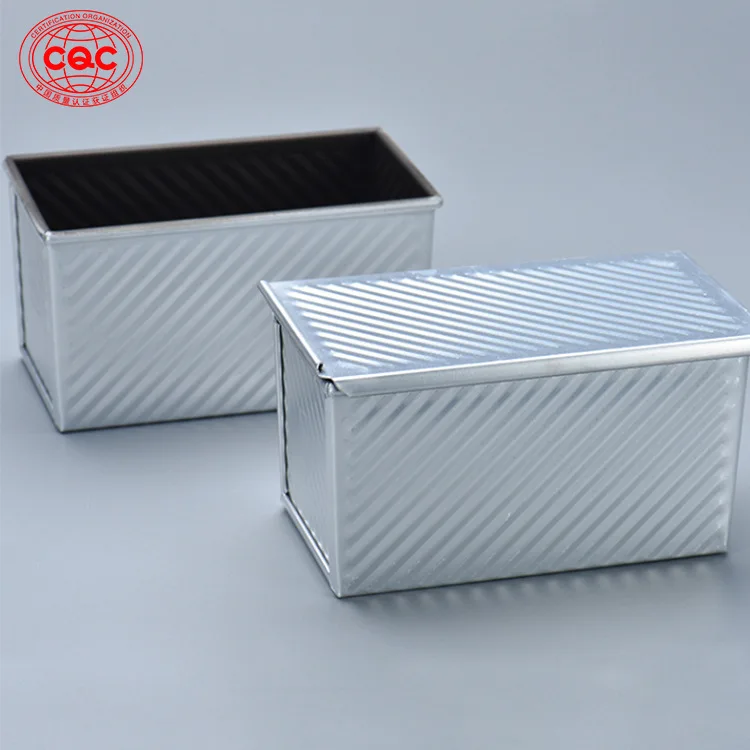 Ckot 450 Grams with Lid Ridge Design Teflon Non-stick Aluminium Alloy Toast Box Bread Box 1. 0mm Thick