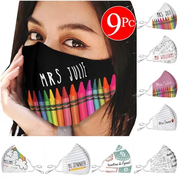 

9pcs Pm2.5 Outdoor Washable Reuse Mask Protection Cute Printing Man Woman Reusable Mouth Mask Protective Breathable Mouth Mask