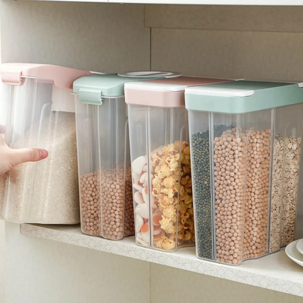 1/4 измельчает PP ящик для хранения еды прозрачный пластиковый контейнер кухонные бутылки для хранения баночки сушеные зерна бак