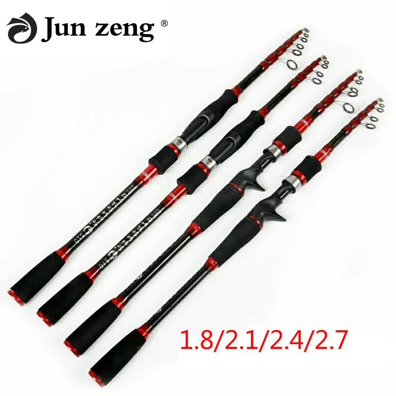 junzeng lure Rod 1.8/2.1/2.4/2.7/Meters Grips Directly Handle Short Carrying Carbon Rod Spinning Casting Rod Fishing Tackle