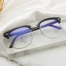 

Anti Blue Light Classic Semi Rimless Glasses Men Square Anti Ray Eyeglasses Frames Computer Myopia Prescription Glass Frames