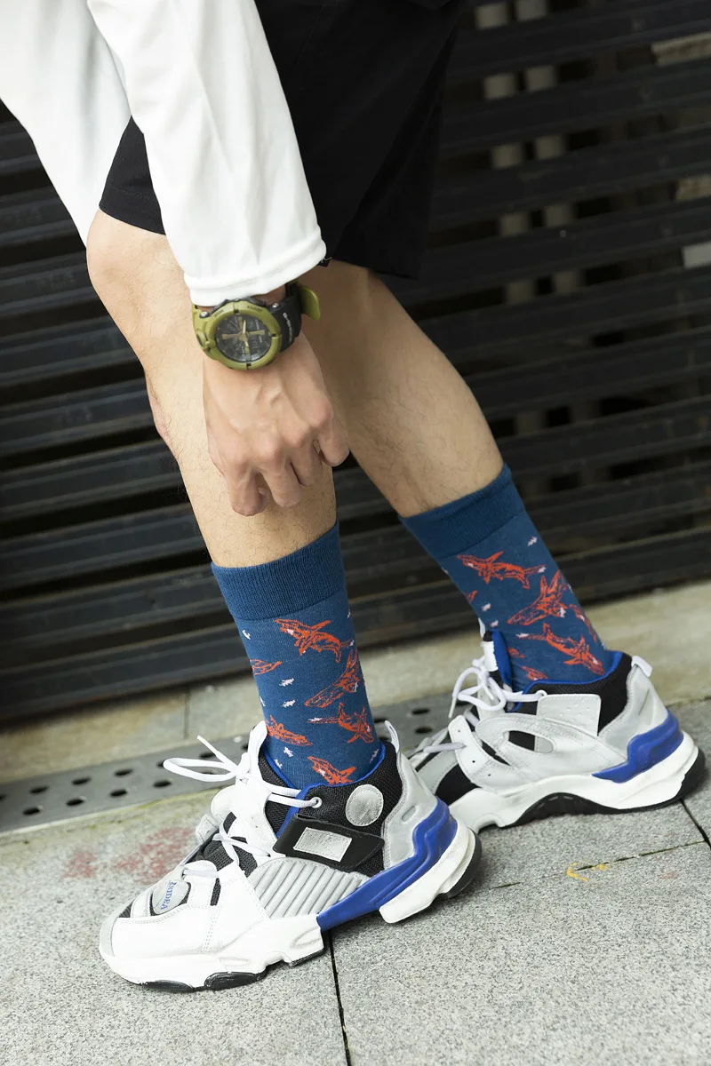 Мужские счастливые носки хип-хоп скейтборд носки хлопок Crew носки уличные креативные узорчатые носки с принтом длинные носки набор 4