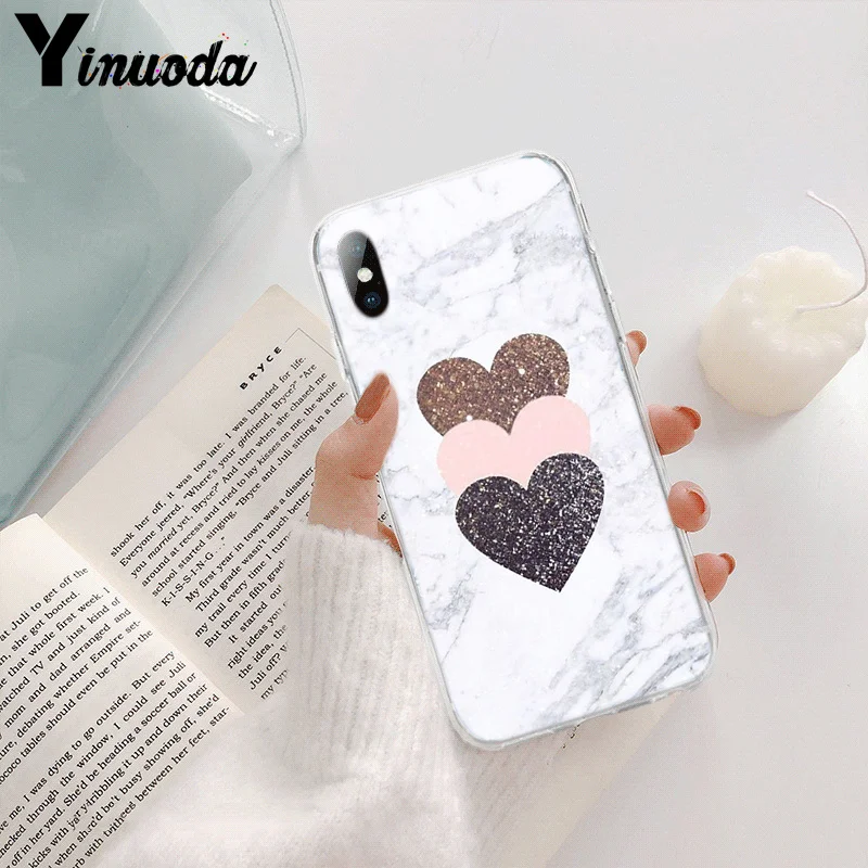 Love Heart Gold Rose Marble Stripes