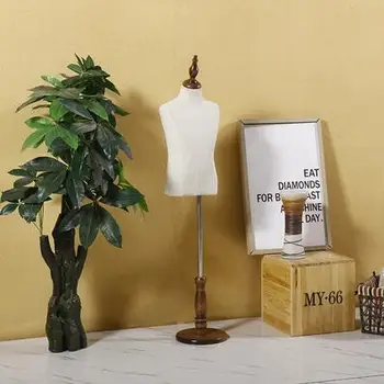 

Foam 5-6 years baby half torso Child realistic Mannequins display Circular wood base fabric flexible dress cloth,one piece D143