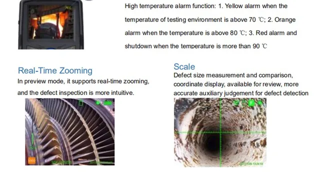 3.5 Inch 360 Degree Articulate Endoscope Camera Temperature Alarm Joystick Control Function 6