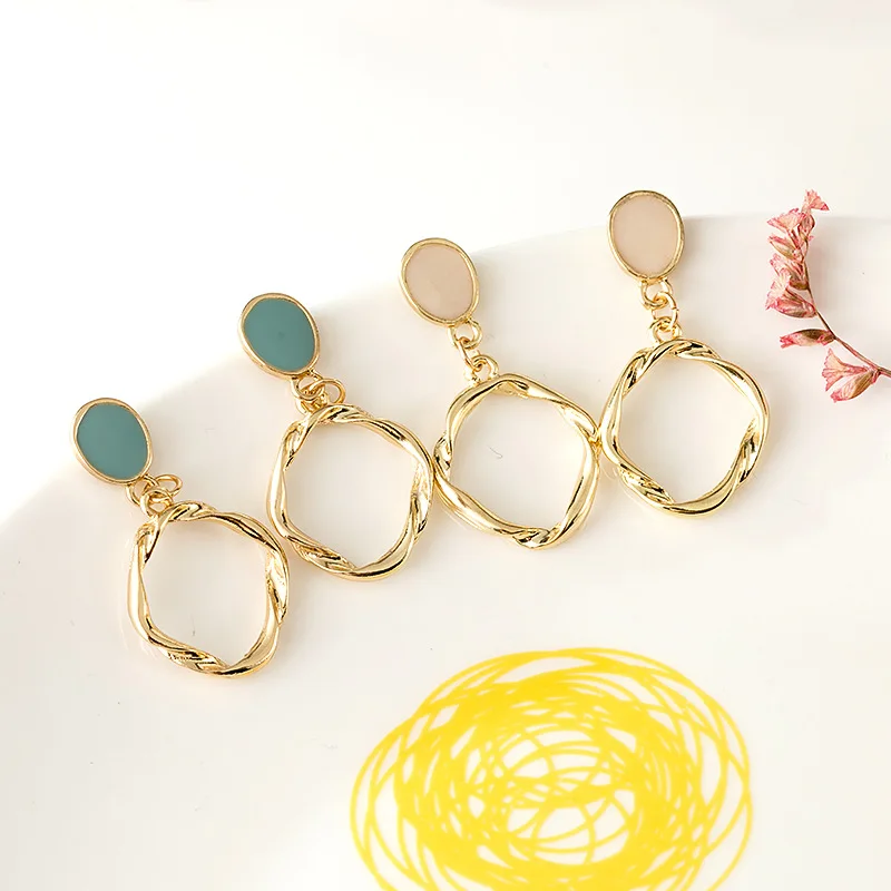 Female Circular drip stud earrings contracted circle Irregular tassel earrings temperament earrings for women banquet jewelry