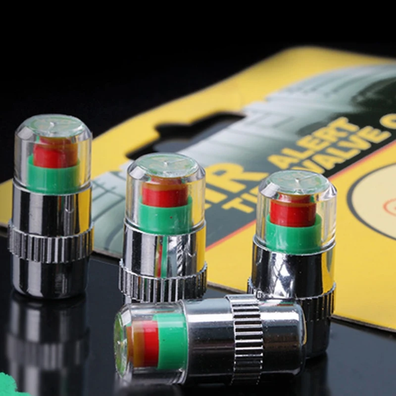 

4pcs Car Tire Pressure Gauge Indicator Alert Monitoring Valves Cap Sensor Tyre Pressure Monitor Detection