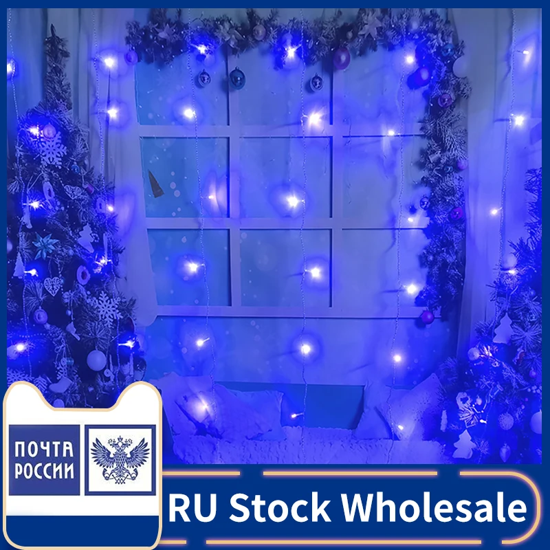 

RU Stock Wholesale Christmas Lights LED String Light Curtain Lamp LED Fairy Lights Window Home Holiday Wedding Party Decoration