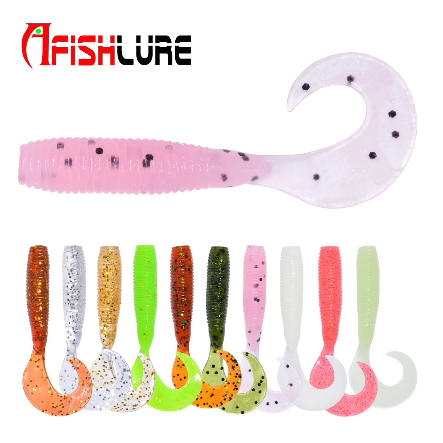 

Afishlure 55mm Soft Bait Maggots Grubs Lure Fake Lure Swimbait Wobblers 1.6g 2''