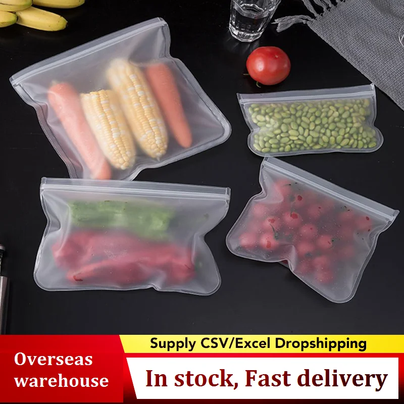12Pcs Reusable Silicone Food Storage Bag Ziplock Seal Leakproof Produce Bags Kit 