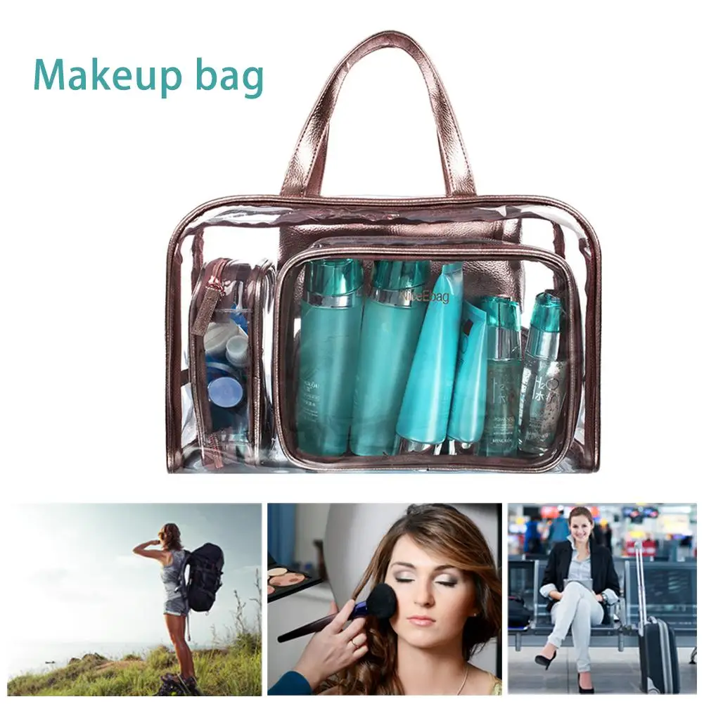 Прозрачные ПВХ Чехлы органайзер для путешествий прозрачная сумка для макияжа косметичка