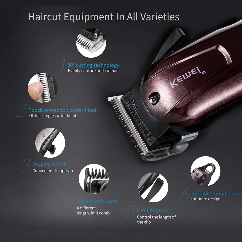 Billige Kemei haar clipper cordless haarschnitt männer bart rasiermesser haar trimmer elektrische Haar Clipper KM 2600 styling werkzeug 5