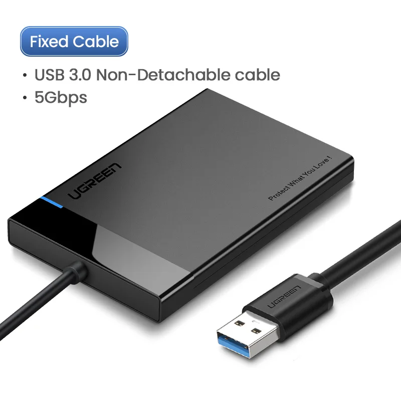 Ugreen HDD чехол 2,5 SATA для USB 3,0 адаптер жесткий диск Корпус для SSD диск HDD Box Тип C 3,1 чехол HD внешний HDD корпус - Цвет: USB 3.0 Fixed Cable