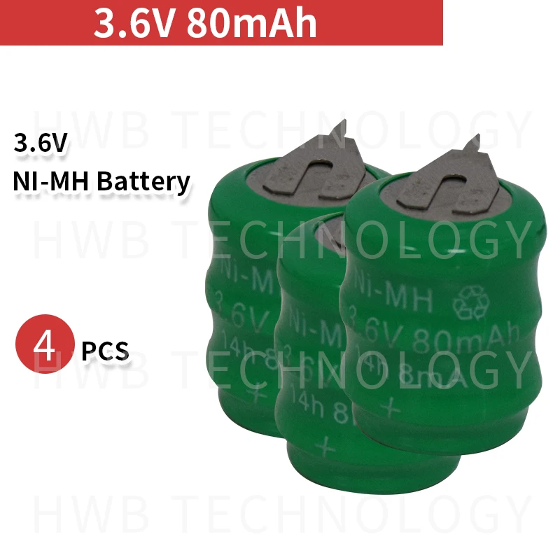 4 PCS/lot Original New KX 3.6V 80mAh Ni-MH Rechargeable Button Cell Battery Pack Ni MH Batteries With Pins Free Shipping | Электроника