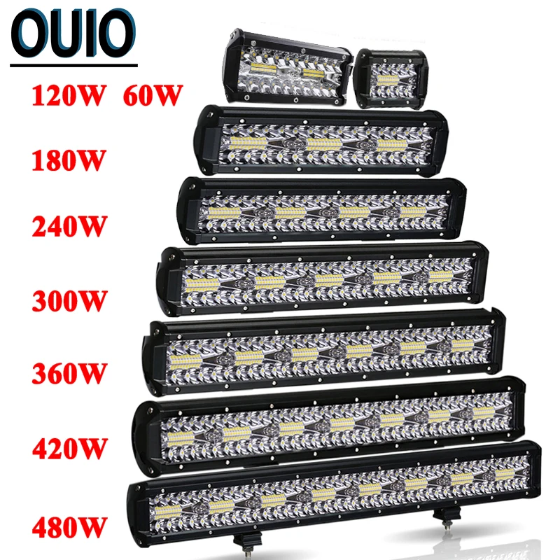 

60-480W Light Bar Off Road 4x4 12V 24V Car Accessories 4-23inch LED Work Light Bar Combo Beam Driving Lamp ATV SUV UTV Trucks