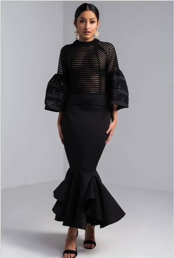 Винтажное черное кружевное платье с аппликацией, тюль, сексуальное прозрачное кружевное женское платье с цветочным рисунком, рукав до локтя, официальное вечернее платье для вечеринки