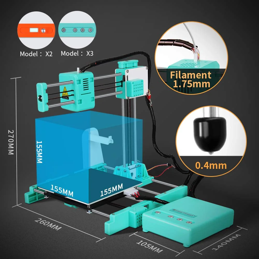 

Easythreed X3 Mini 3D Printer 150*150*150mm Printing Size PLA Desktop With Hotbed Printer Household Education Children Learning