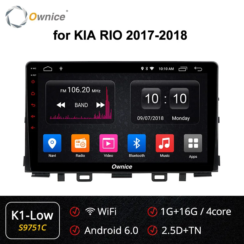 Ownice K1 K2 K3 K5 K6 2G Восьмиядерный Android 8,1 автомобильный DVD gps плеер для Kia RIO- мультимедийная Поддержка автомобиля Play 4G LTE ips - Цвет: S9751 K1-Low