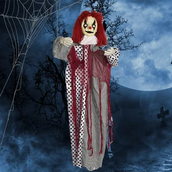 

Battery Powered Haunted House Pendant Halloween Decor Scary Plastic Yard Indoor Outdoor Electric Clown Skeleton Hanging Ghost