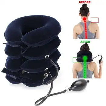 

4 Layer Inflatable Air Cervical Neck Traction Device Soft Neck Collar Pillow Pain Stress Relief Neck Stretcher Support Cushion