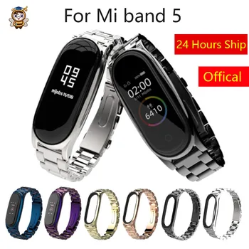 

Stainless Metal Watch Band Strap for Xiaomi Mi band 5 4 3 smart Wristband bracelet Removable Wrist straps Perfect fit Mi Band 5