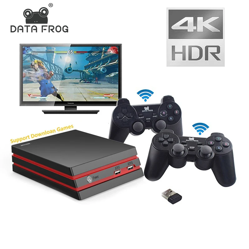 DATA FROG Video Game Console Include 600 Classic Games Support HDMI Retro Game Console With 2.4G Wireless Controllers Kids Gift|Handheld Game Players| - AliExpress