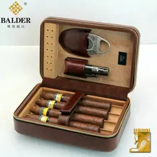 Новинка LUBINSKI портативная Сигара коробка кожаный портсигар кедровая древесина сигары путешествия Humidor с зажигалкой резак увлажнитель