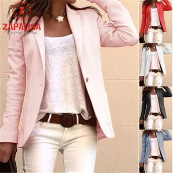 

Fashion Candy Color Long Sleeve Small Suit Turn-Down Collar Solid Color Patchwork Formal Wear Tops Elegatnt Slim Winter Jacket