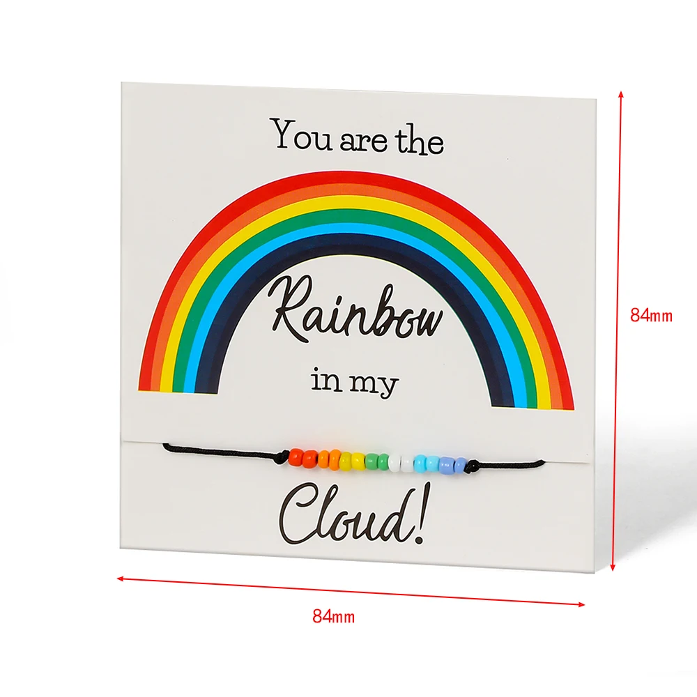 Wish Card радужные бусины Muyuki браслеты для женщин и мужчин модные черные веревочные цепи браслеты желаний с карточкой CN294MI00