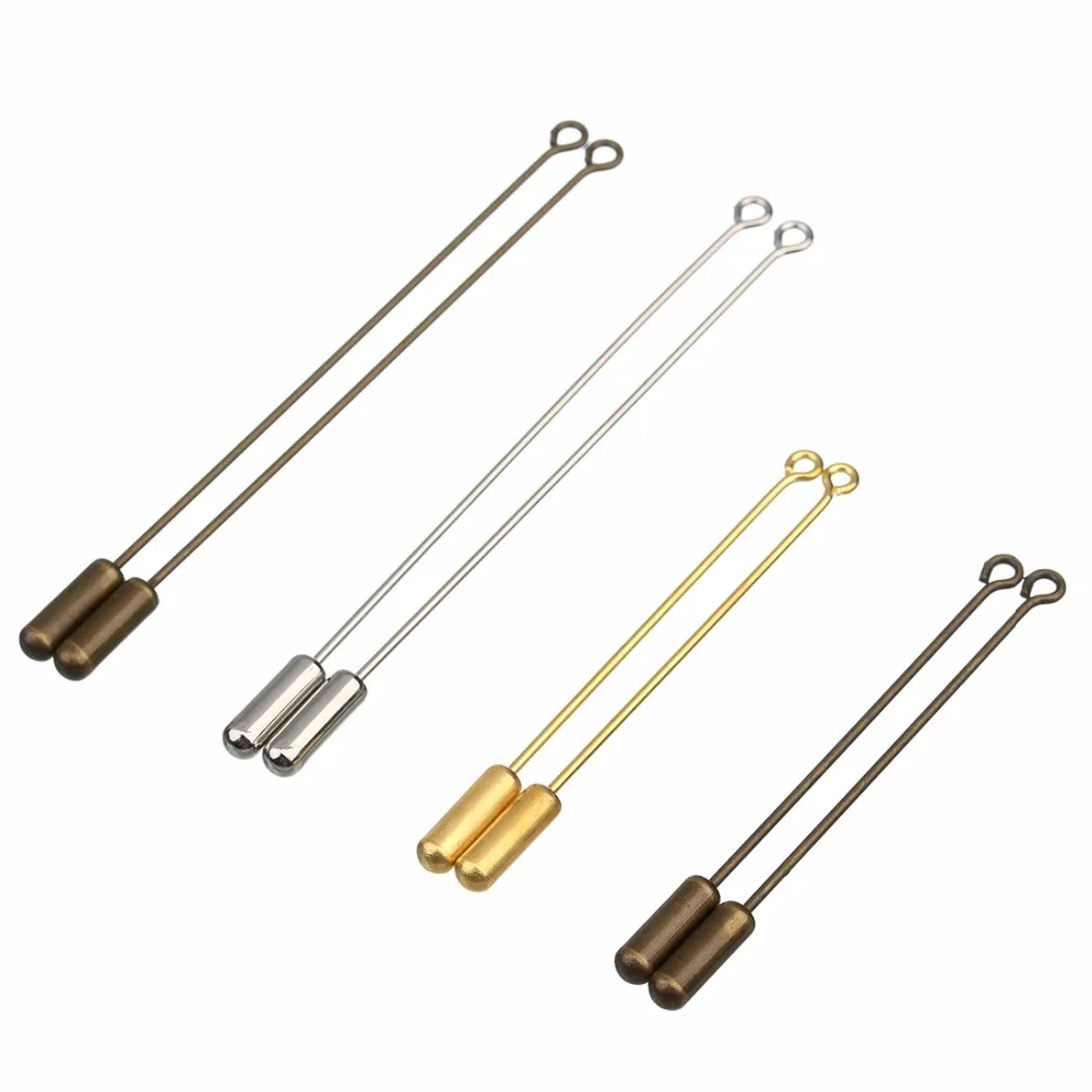 20pcs 50/70mm Safety Long Brooch Pins Gold Silver Bronze Loop Eye Brooch Pin with Cap Stopper for DIY Jewelry Making Findings