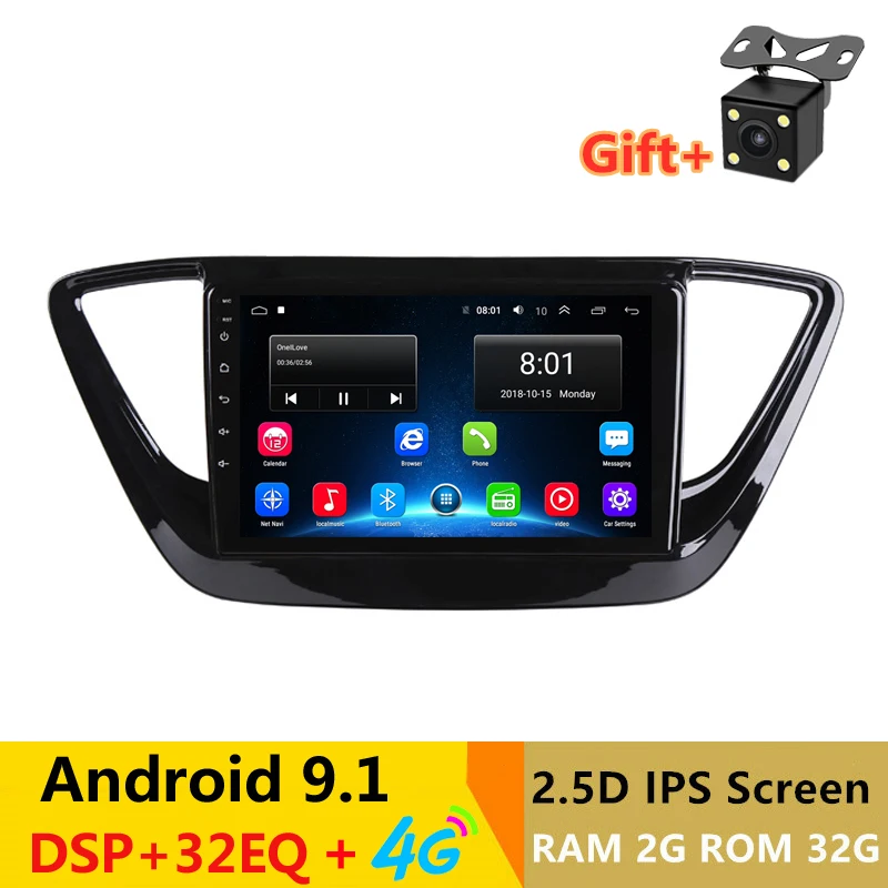Автомагнитола для Hyundai Verna Solaris 2017 2018 9 &quot 2 Гб ОЗУ 32 ПЗУ Android DVD GPS IPS 2.5D | Автомобили и