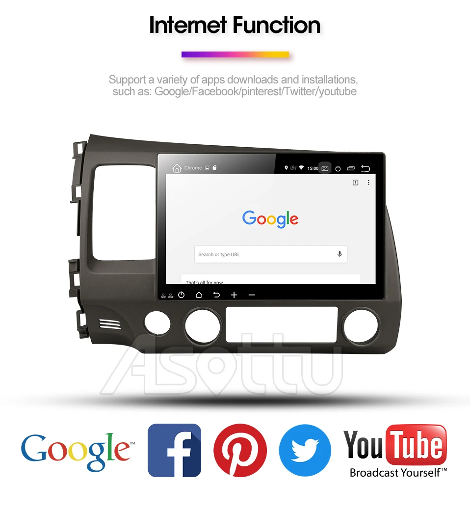 Excellent Asottu 2G android 9.0 PX30 car dvd gps player for honda civic 2006-2011 car radio video player gps navigation car  2 din dvd 15