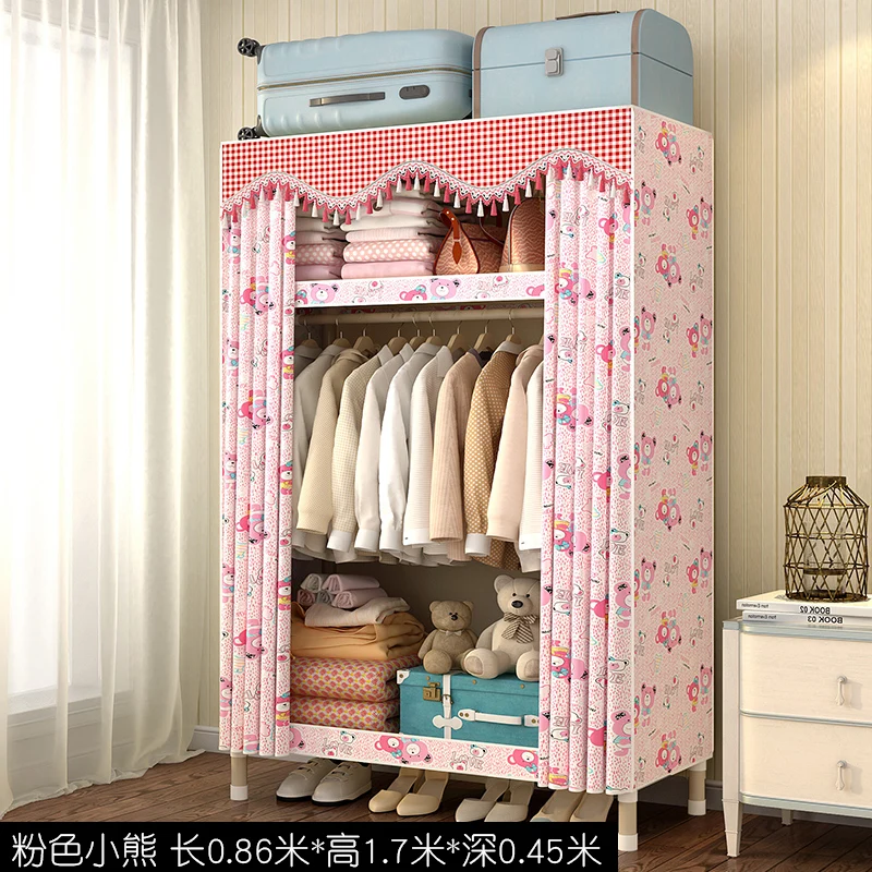 

Wardrobe Simple Cloth Wardrobe Steel Storage Hanging Wardrobe Thickening All Steel Frame Assembly Wardrobe Cloth